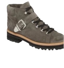 Marc Fisher Ltd Indre Gray Suede Lug Sole Hiker Moto Buckle Combat Boots Sz 8