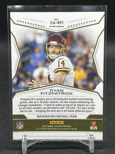2021 Panini Playoff Call to Arms BLUE Prizm #CA-RFI Ryan Fitzpatrick Commanders - Picture 2 of 3