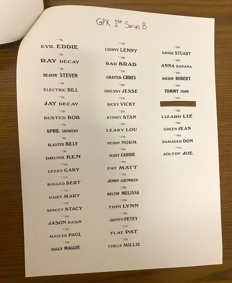 СВЯТОЙ ГРААЛЬ 1/1 1985 GPK Topps оригинальная серия 1 ПУСТАЯ ЗАДНЯЯ ЧАСТЬ Необрезанные Листы Вставьте - Изображение 4 из 4