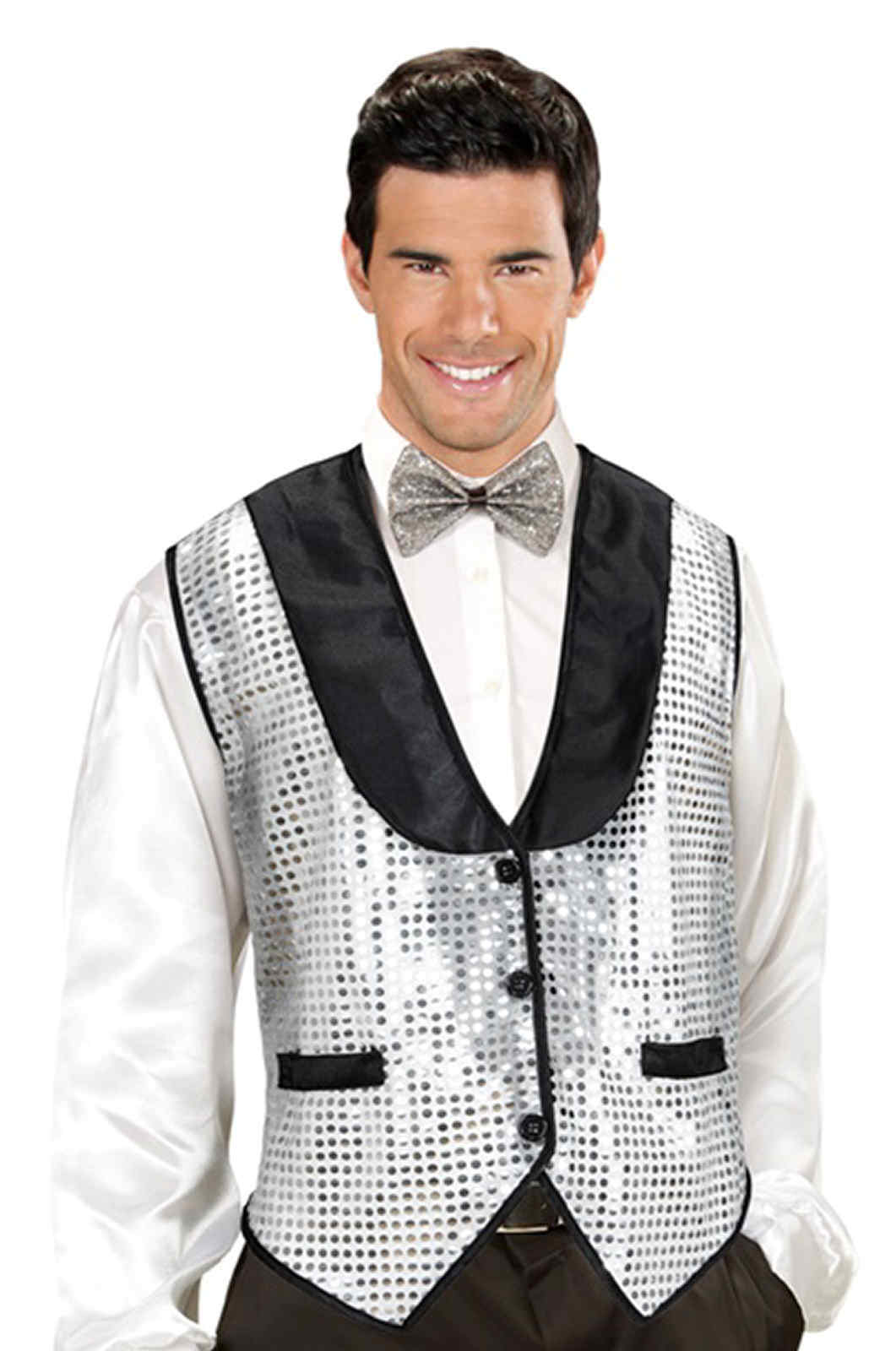 Mens Ladies Sequin Sequinned Waistcoat Vest Fancy Dress Party Costume