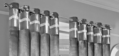 Cortinas oscuras de diamante con ojales/anillos de terciopelo aplastado aspecto satinado de lujo - Imagen 7 de 20