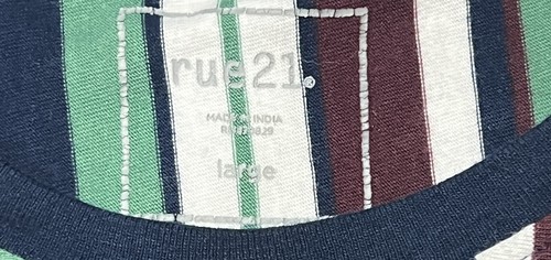 Rue 21 Shirt Mens Large L Short Sleeve Retro Vertical Stripe Embroidered - Picture 4 of 5