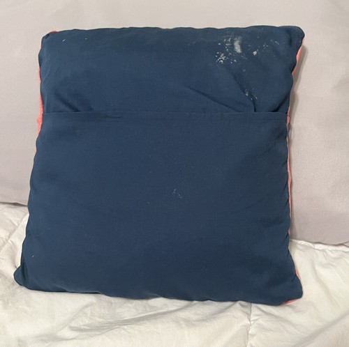 Vtg Patchwork Tuck Lone Star Quilted Pillow 14" Primitive Granny Core Faded - Picture 5 of 13