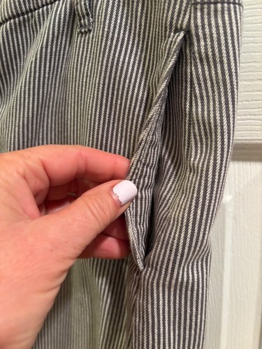 Merona Denim Blue White Ticking Stripe Pencil Skirt Cotton Medium Women’s Sz 8 - Picture 4 of 7