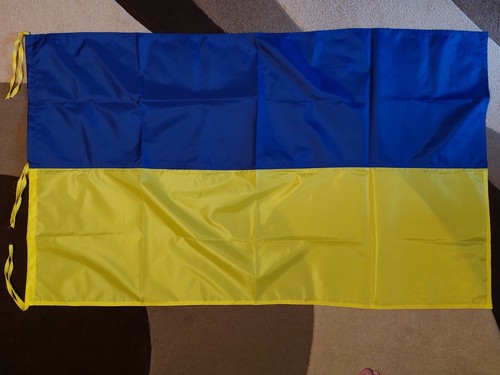 Made in Ukraine. National flag of Ukraine 85X145 cm. Dense polyester. Banner UA - Picture 1 of 12