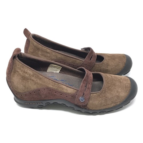 Merrell Womens Size 8 Brown Plaza Bandeau Mary Jane Shoes Suede Comfort Hiking - Picture 2 of 9