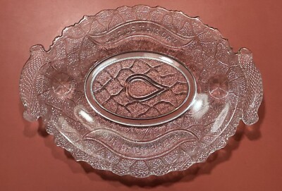 Garden of Eden Bread Plate Early American Pattern Glass Tray Give Us This Day