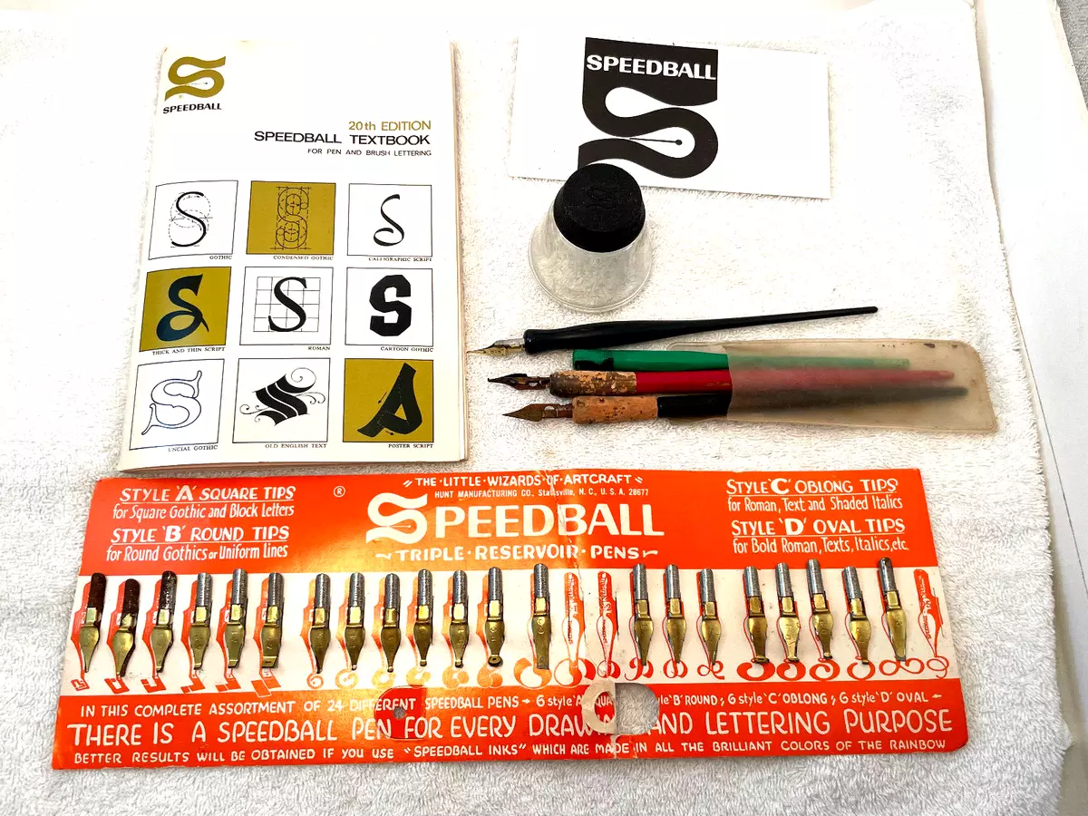 VTG Speedball Calligraphy Pen Set w/ Illustrated Chart Instruction Booklet