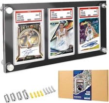 Black 35PT Graded Card Display Wall Mount with Screw - Acrylic 3 PSA Slab Hol...