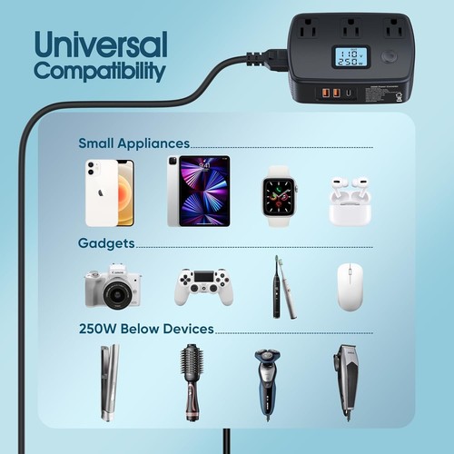 Compact Travel Power Converter & Adapter Combo 220V to 110V with Safety Features - Picture 6 of 9