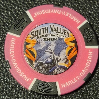 SOUTH VALLEY HD SHOP - UTAH (Neon Pink Full Color) Harley Davidson Poker Chip