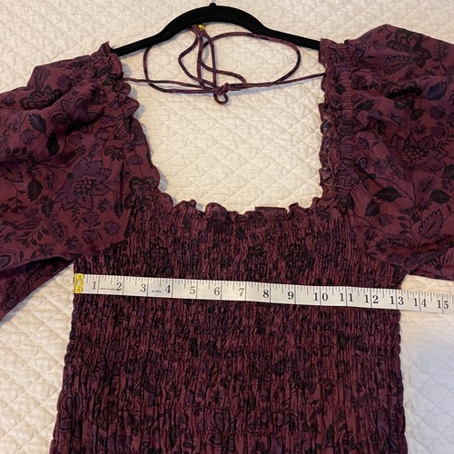Free People Smock It To Me Mini Dress Ruffle Floral Printed Smocked Bodycon M - Picture 11 of 12
