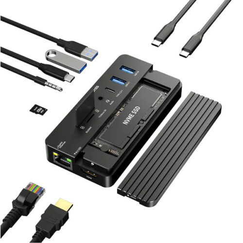 10 en 1 USB 3.1 10Gbps USB Docking Hub con M.2 NVMe/SATA SSD Gabinete Salida HDMI - Imagen 12 de 17