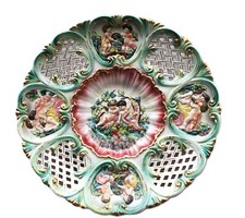 Capodimonte Plate for Fruits or Wall Decorate Cherubs Scenes in Rococo Style