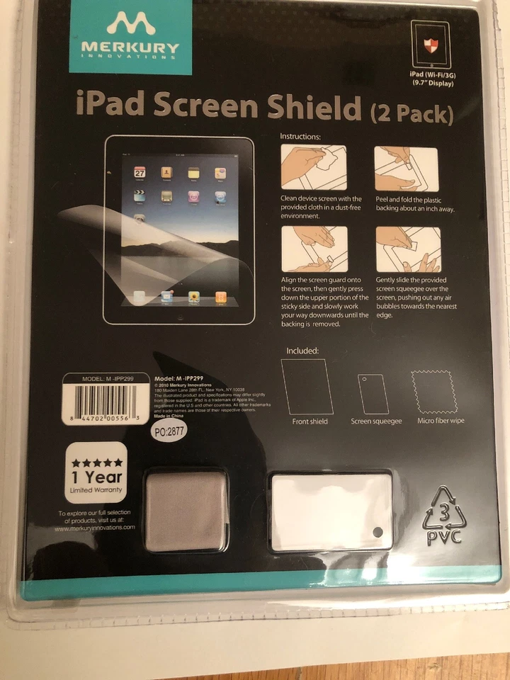 MERKURY INNOVATIONS iPad Screen Shield (2 Pack) 9.7" Display New/Sealed - Image 2 of 3