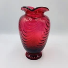 Fenton 7” Cranberry Drape Vase
