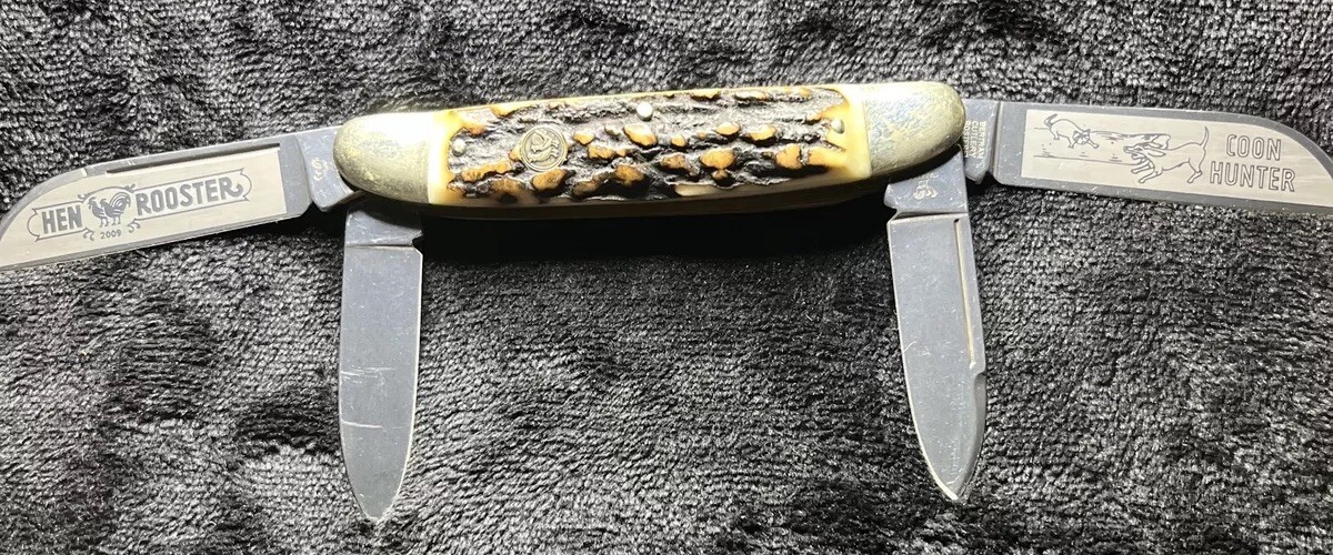 2009 HEN AND ROOSTER Coon Hunter CONGRESS STAG POCKET KNIFE eBay