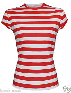 red white striped t shirt ladies