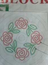 White Quilt Blocks Flowers 6 Blocks Embordery