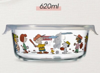 Pyrex Peanuts Snoopy Glass Storage Heat Resistant Containers Round