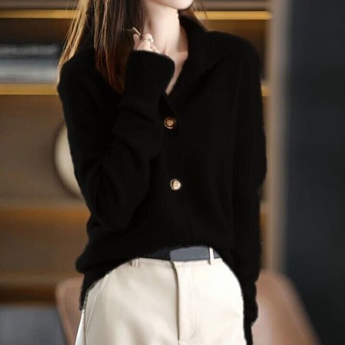 Mujeres Suéter Cárdigans Lujo Invierno Cachemira Tejido Crochet Prendas para el torso Pullover Top - Imagen 10 de 20
