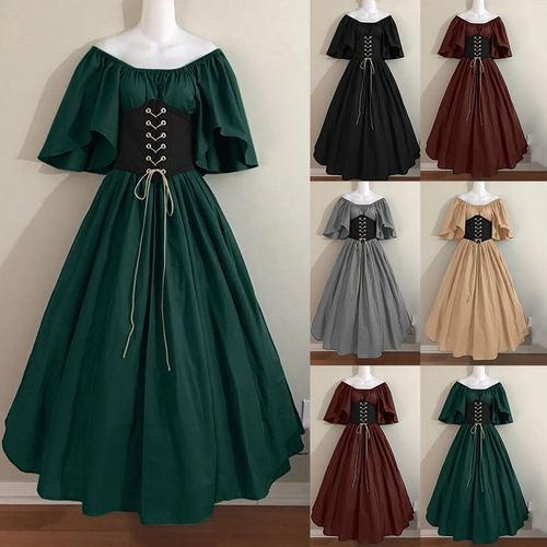 Womens Renaissance Faire Dresses Medieval Irish Traditional plus Size Dresses Ru