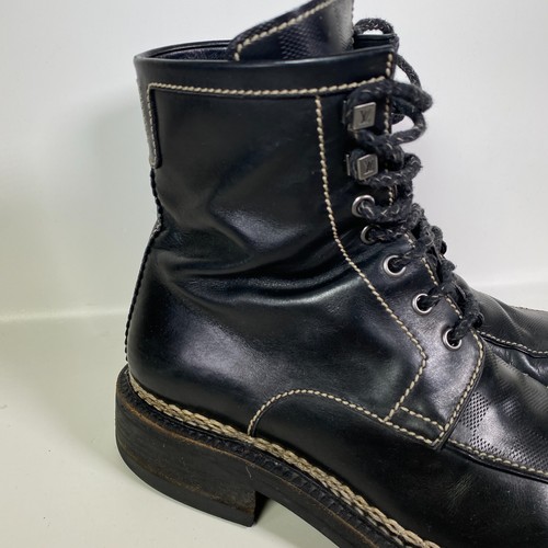 Louis Vuitton Paris Combat Boots 7 Men's Black LV Leather Shoes COA - Picture 10 of 24