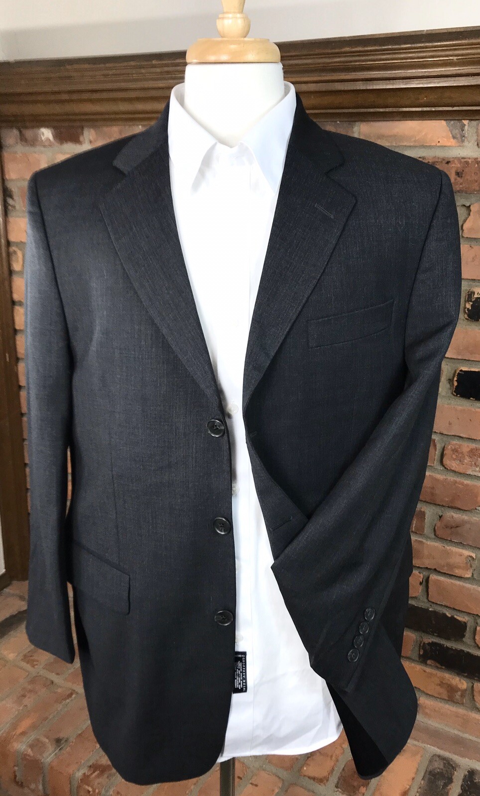 FILA Giacca blazer Savile Row ORO lana 42R cappotto sportivo 3 Btn senza ventilazione grigio ardesia