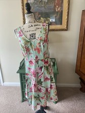 Chaps Womens Blue Pink A Line Dress 10 Floral V-Neck Sleeveless Tropical Easter