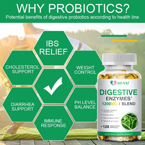 Digestive Enzymes 240 Capsules Probiotics Blend , Constipation & Bloating Relief - Picture 2 of 13