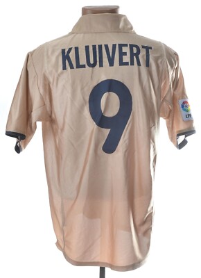 BARCELONA 2001/2002 AWAY FOOTBALL SHIRT NIKE M #9 KLUIVERT