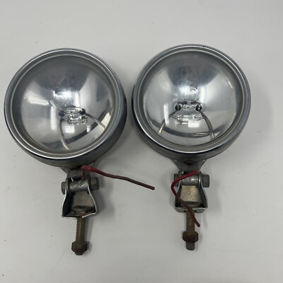 VINTAGE Pair of GE PM-405 Clear Glass/Chrome Fog Lights Lamps