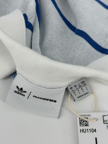 Adidas Shirt Mens Large Pharrell Human Race Cloud White Knit Polo Jersey HU1104 - Picture 10 of 21