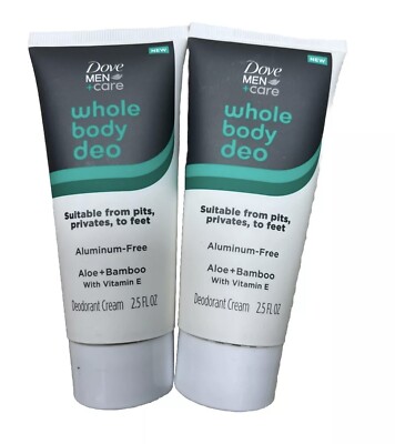 LOT OF 2 Dove Men+Care Whole Body Deo Aluminum Free Invisible Cream 2.5 Fl Oz
