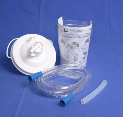 DEVILBISS Sekretbehälter Set für Absauggerät VacuAide QSU, Filter, Schlauch - PZN 04439738