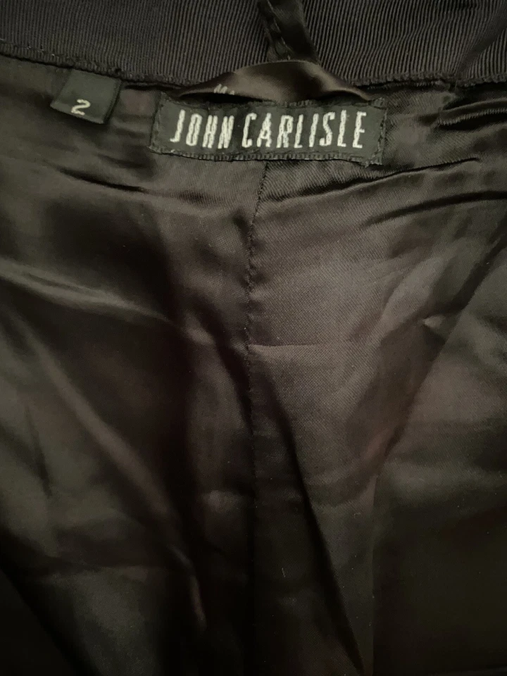 Pantalones de Moto John Carlisle Vintage Años 80 Negro Cuero Genuino Pierna Recta Talla 2 Foto 3 de 4