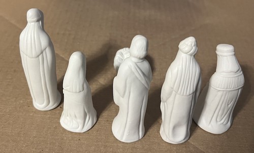 Vnt White Porcelain Bisque 6 Piece Nativity Set NOS w/Box 1971 Christmas Decor - Picture 10 of 23
