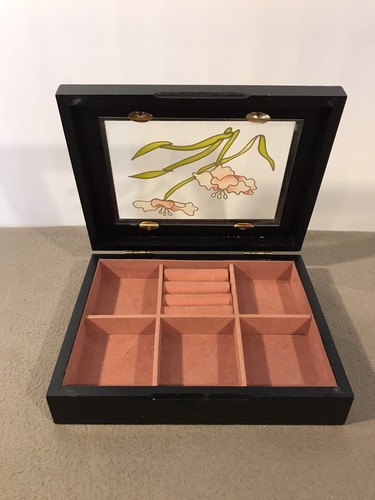 Vintage Style Wooden With Glass Jewellery Box Trinket Case Box - Picture 2 of 8