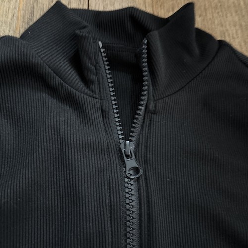 Leasty Cropped 1/2 Zip Black Ribbed Long Sleeve Top Gr. S - Bild 2 von 9