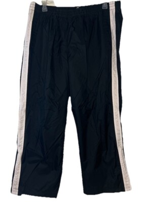 Vtg Tommy Hilfiger Black Slick Track Pants Sz 3X  Nylon With Red Mesh Lining