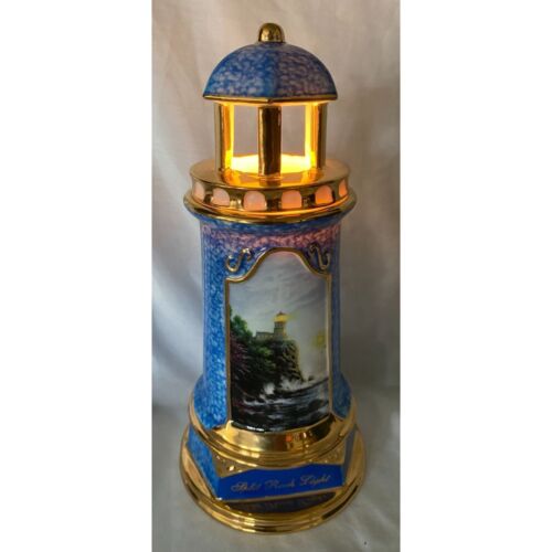 2004 Thomas Kinkade Split Rock Leuchtturm Leuchte Nachtlicht Lampe Batterie Keramik - Bild 6 von 7