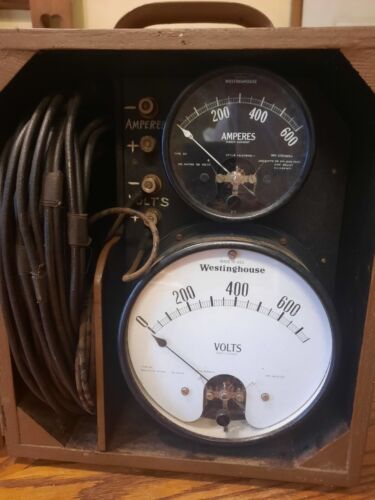 Antico tester elettrico precoce Westinghouse DC Volt/Amplificatori 600 V solo arredamento - Foto 2 di 12
