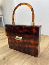 Vintage Tortoise Lucite Acrylic Box Purse Handbag Mid Century 1950s 1960s