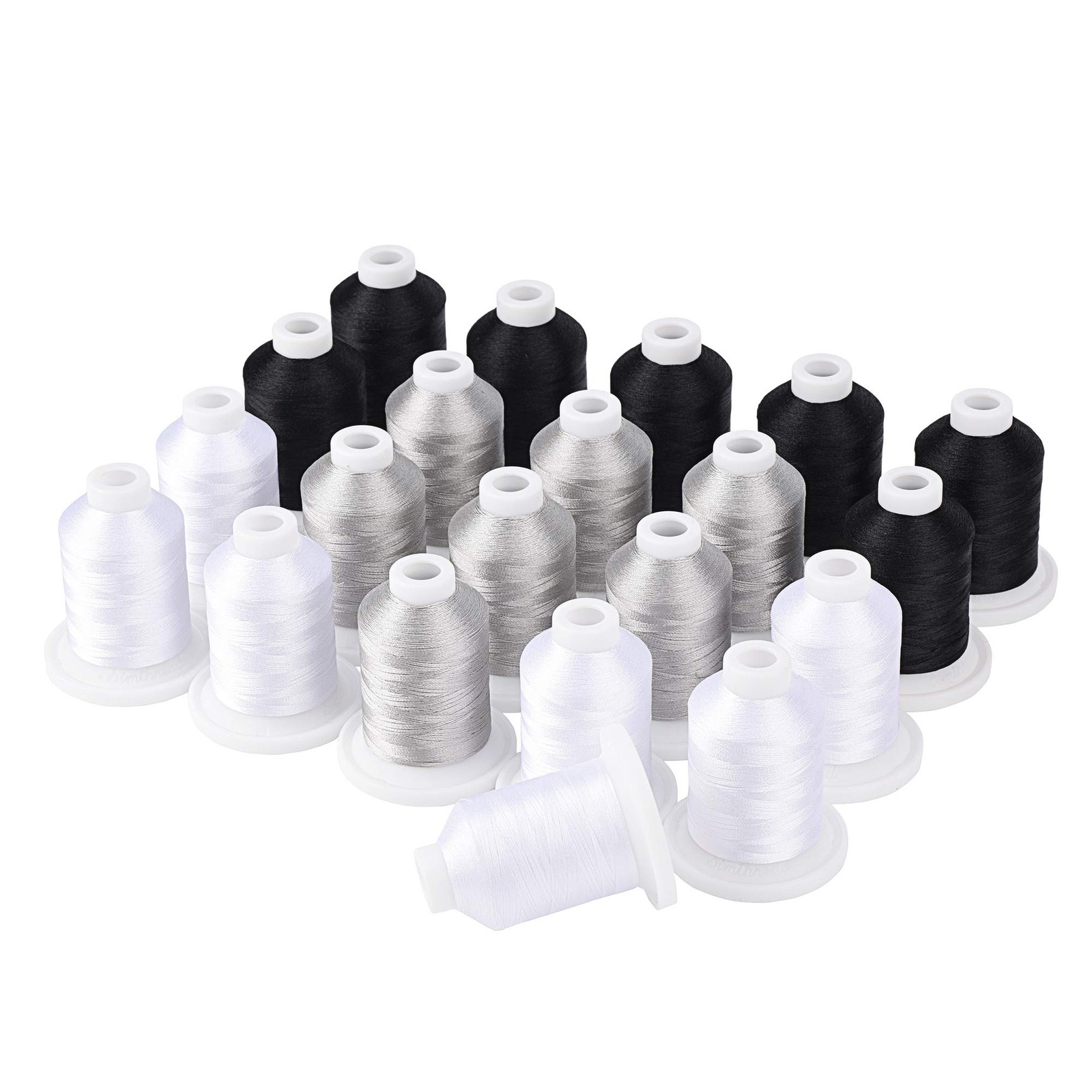 Machine Thread Kit 800y 21 Spools Black White Silver Grey