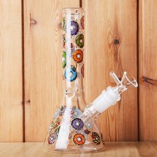 7.8" Donut Fluorescent Glass Bong Glass Water Pipe Smoking Tobacco Beaker 14MM