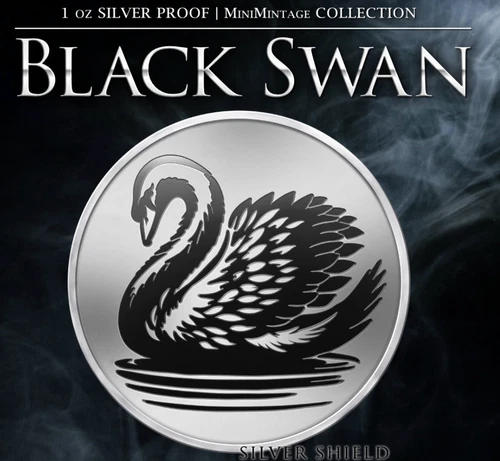 2025 - BLACK SWAN - 1 oz .999 Fine Silver Shield PROOF MINIMINTAGE - IN STOCK!