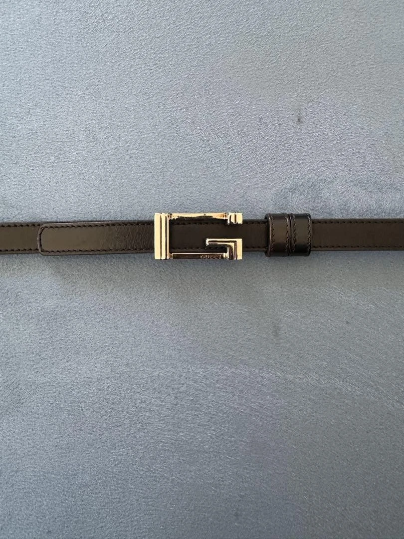 Ceinture GUCCI 169515 497926 85/34 cuir noir boucle G fine occasion sans boîte