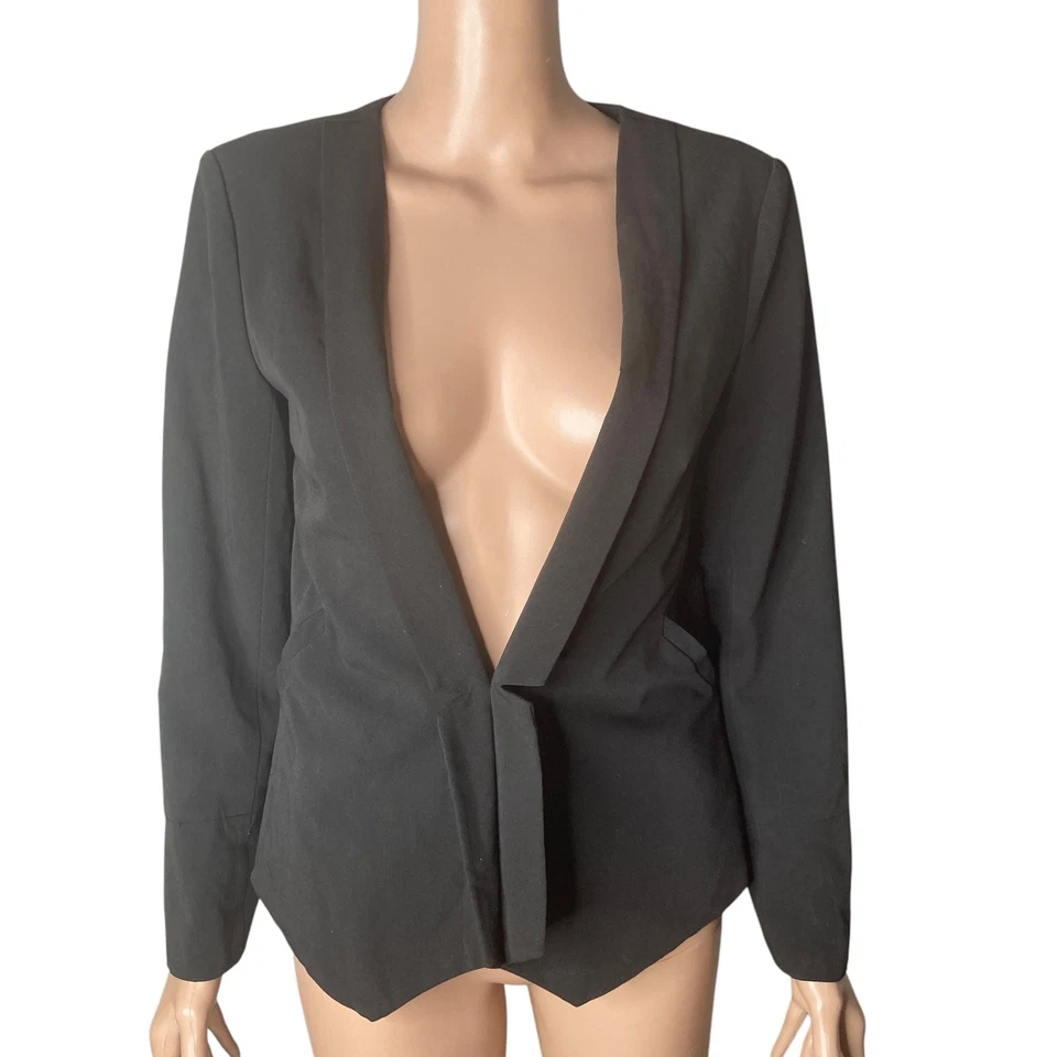 Blazer Jessica Simpson para mujer pequeño frente abierto negro Foto 3 de 4