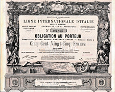 Ligne Internationale D' Italie Eisenbahn histor. Anleihe 1868 Frankreich Italien