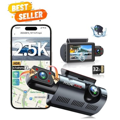 Enhanced 3-Channel Dash Cam with WiFi, Touch Screen, and Night Vision Features
